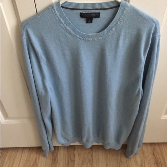 Banana Republic Light Blue Men XL Cashmere Sweater - Picture 5 of 6